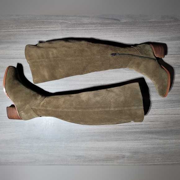 Marc Fisher Elanie Over the Knee High Olive Suede Leather Wide-Calf Boots Sz 6 - Picture 9 of 12
